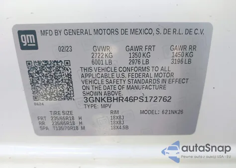 2023 Chevrolet Blazer Awd 2Lt z USA, uszkodzony, nr VIN 3GNKBHR46PS172762